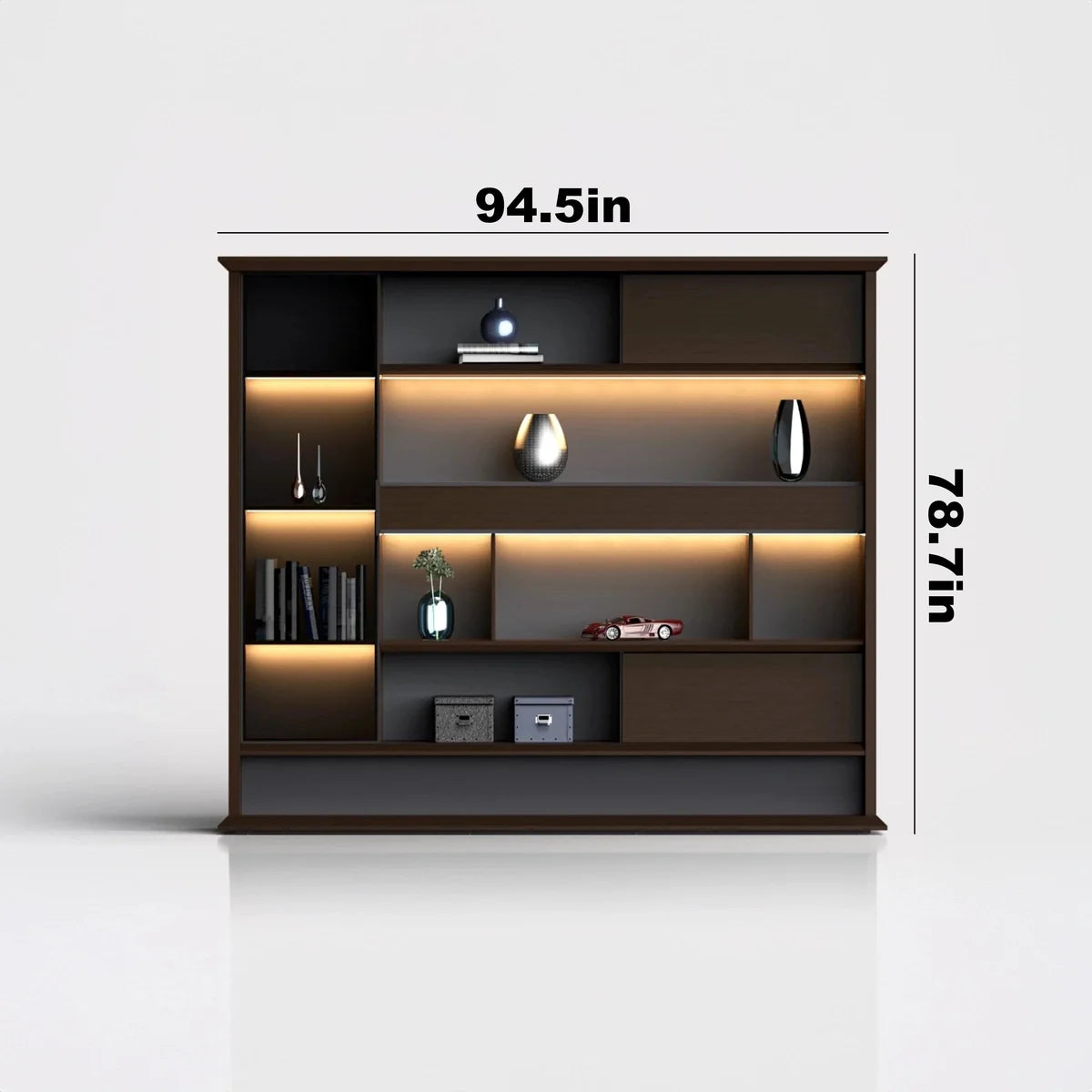 Altus · Office Library Wall Shelves w/ Integrated Lighting