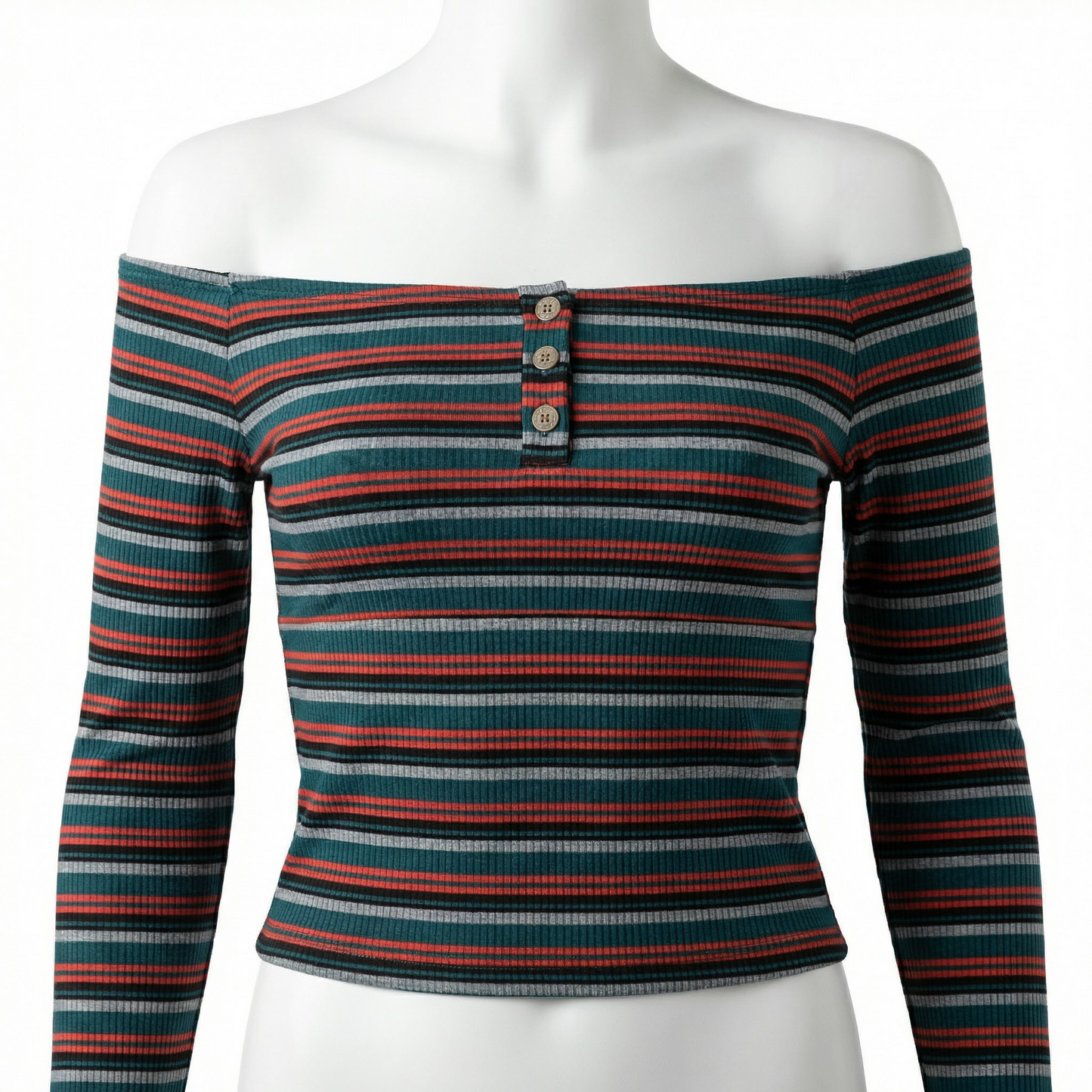 Ultra Flirt by Ikeddi Juniors Striped Off-The-Shoulder Top, Size Large