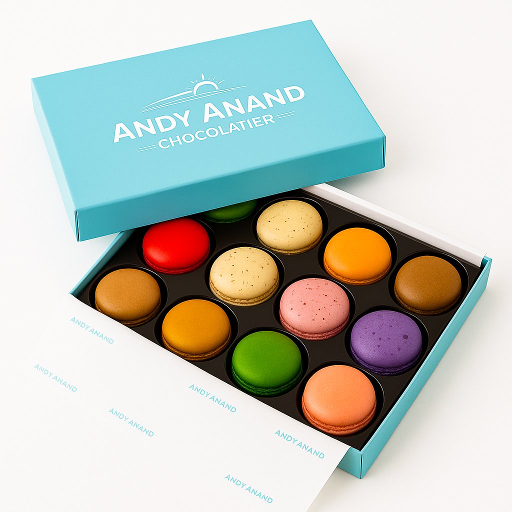 Andy Anand French Macarons, 48-Piece Gift Box – Made Fresh Daily, Decadent Assorted Flavors, Gluten-Free – Birthday & Holiday Gift Box