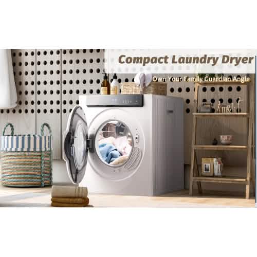 Front Load Laundry Dryer with Touch Screen Panel and Stainless Steel Tub