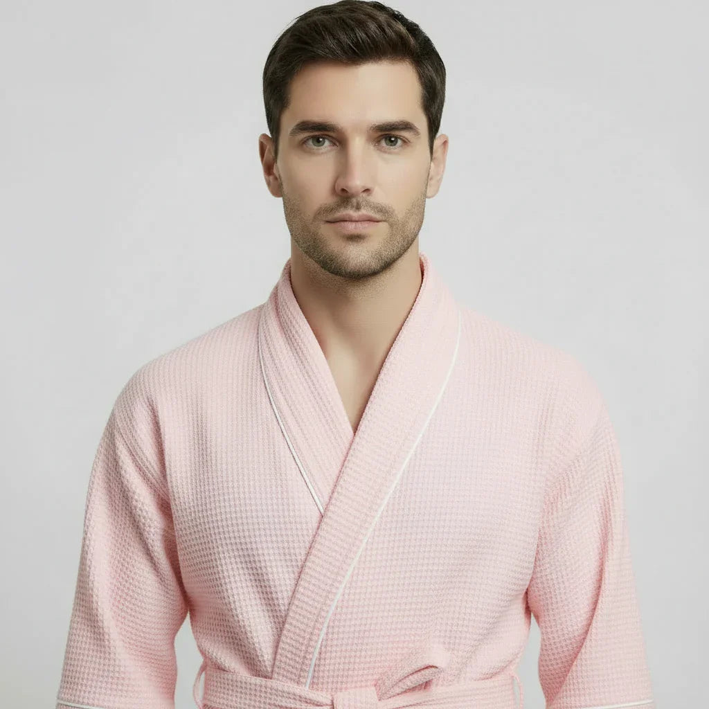 Premium Waffle Piping Robe for Men