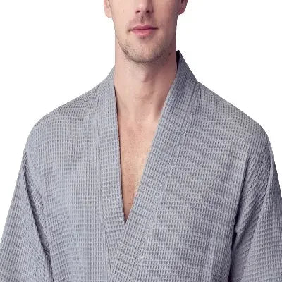 Waffle Spa Bathrobe for Men -  Absorbent, Lightweight