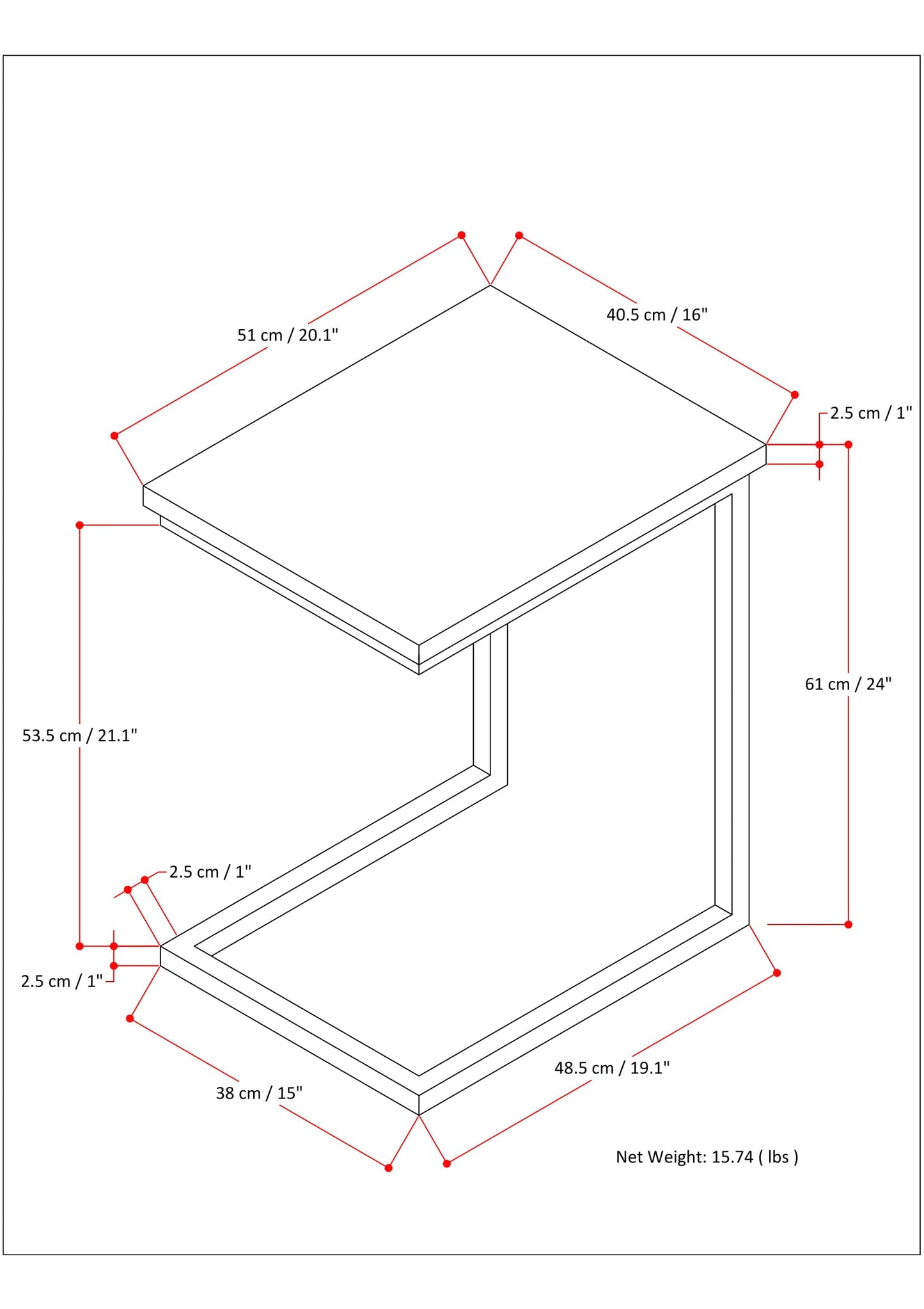 Skyler Wide C Side Table - Dark