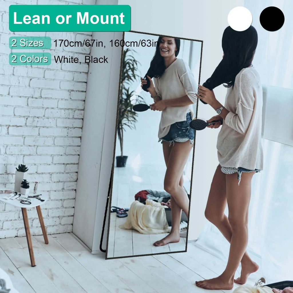 Full Length Mirror Aluminum Alloy Wall Mirror Free Standing Floor