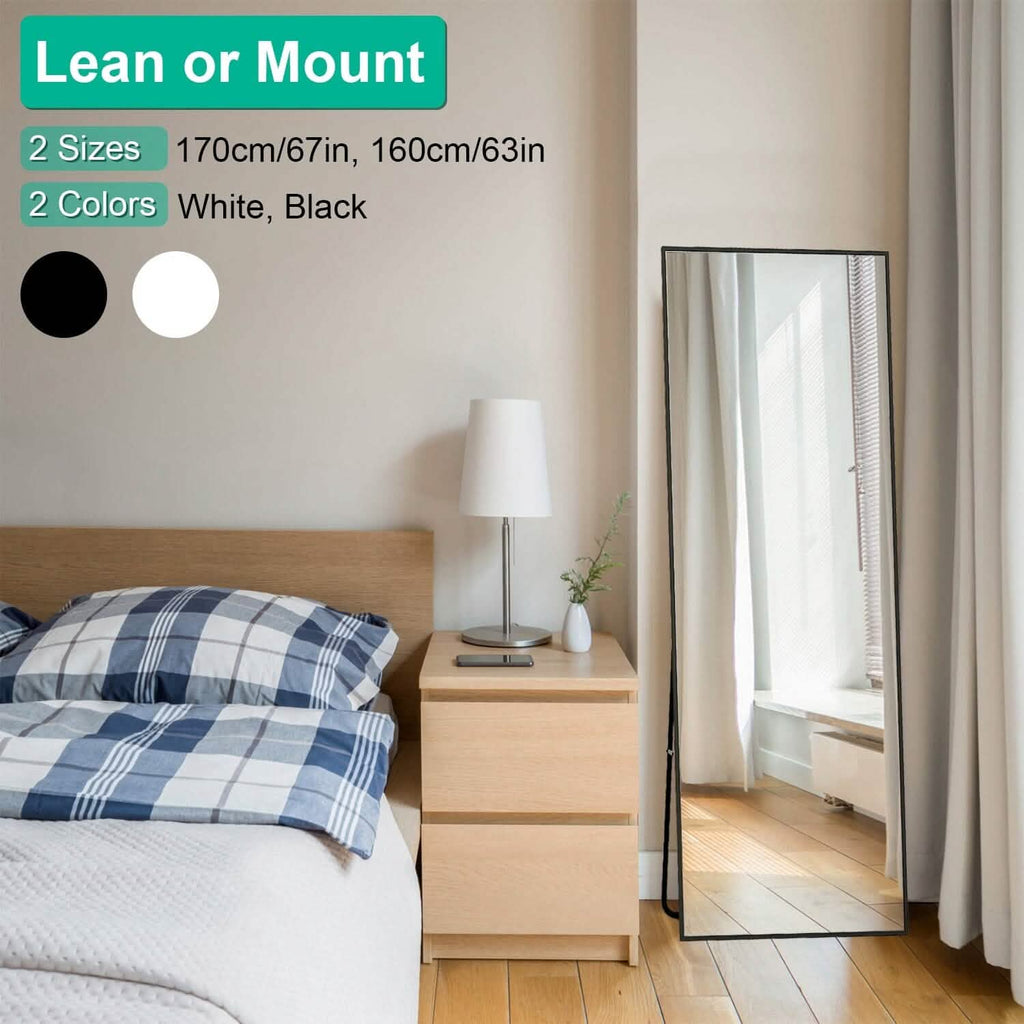 Full Length Mirror Aluminum Alloy Wall Mirror Free Standing Floor