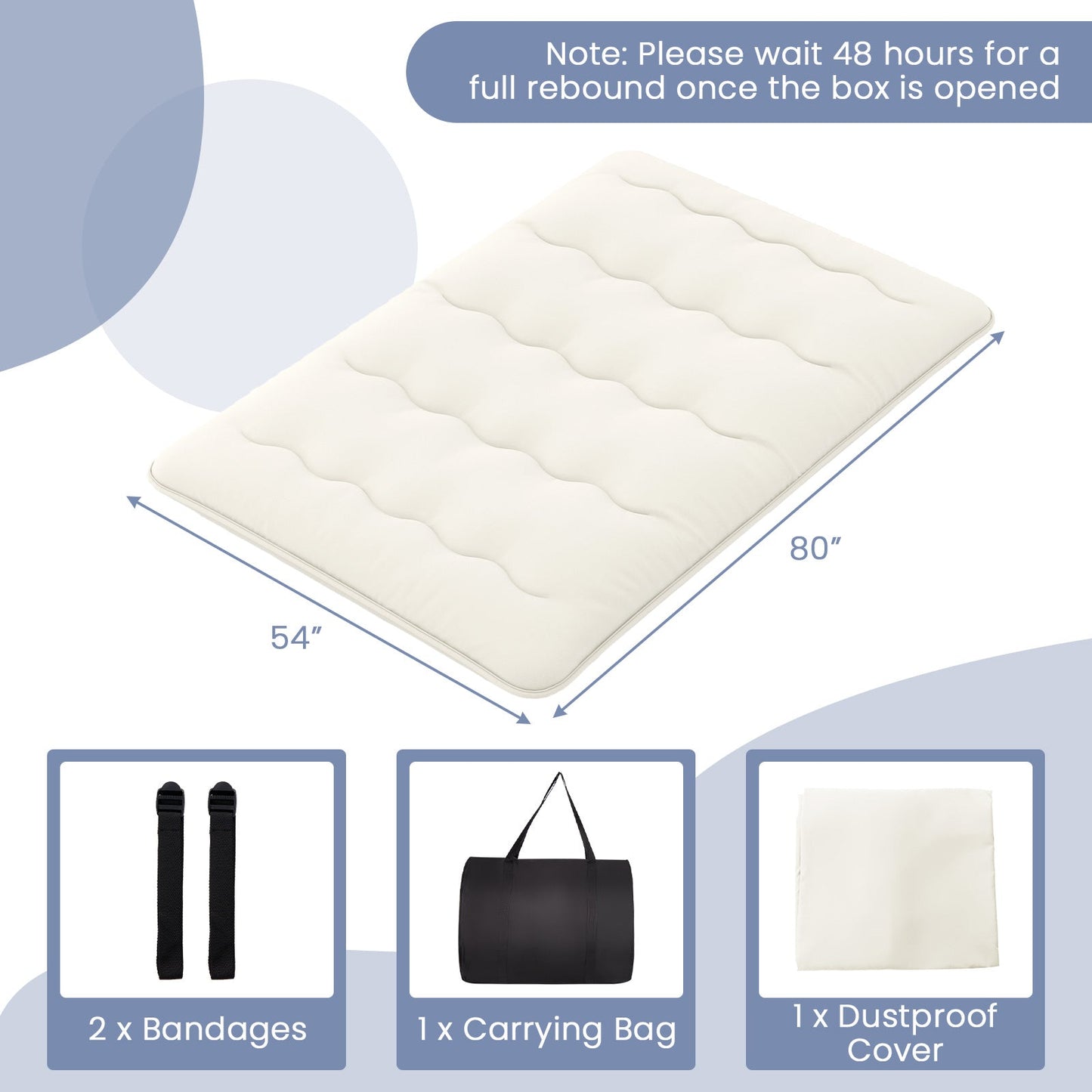 Queen/King/Twin/Full Futon Mattress Floor Sleeping Pad with Washable Cover Beige
