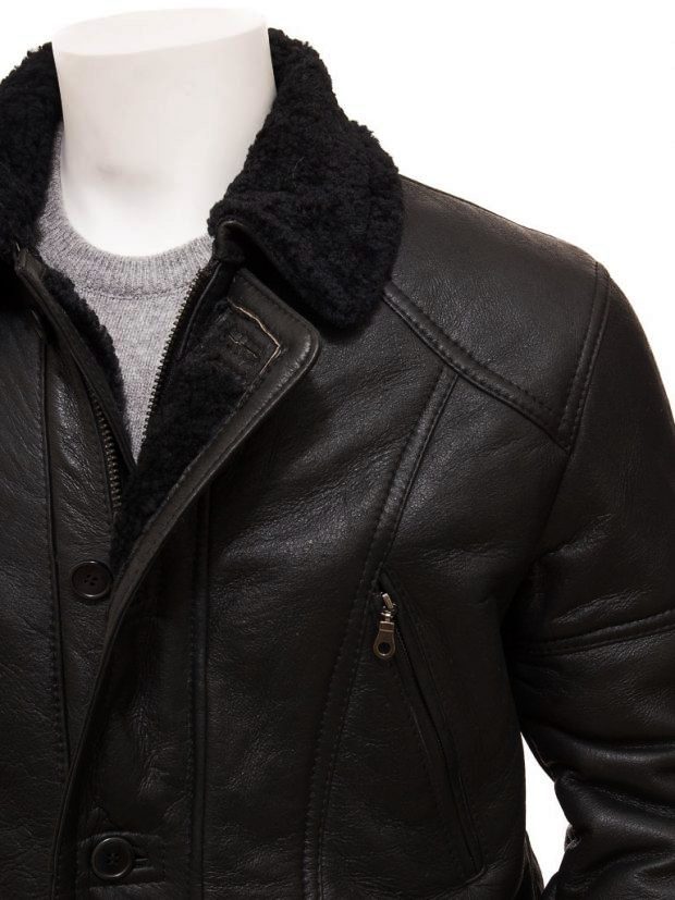Boehmer Black Leather Shearling Jacket