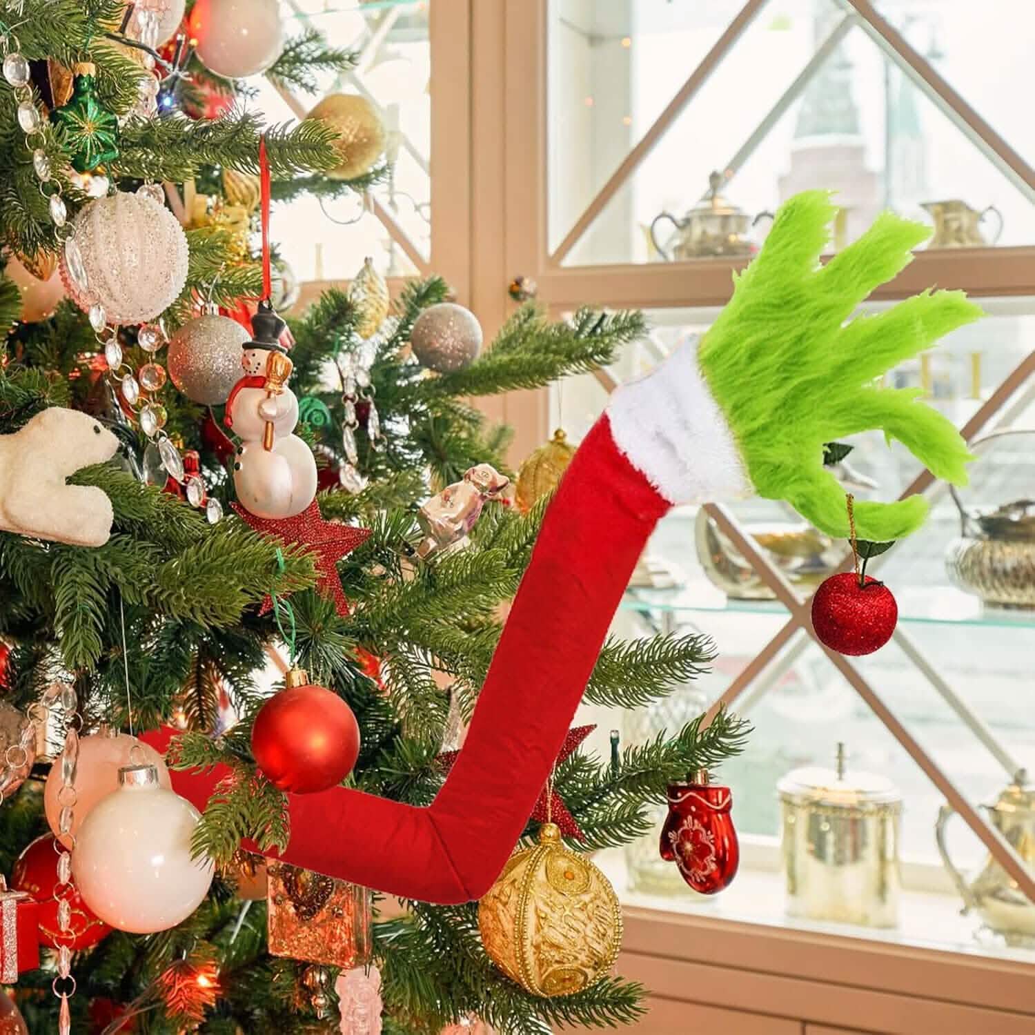 Furry Green Monster Elf Arms Hand for Christmas Tree Ornaments