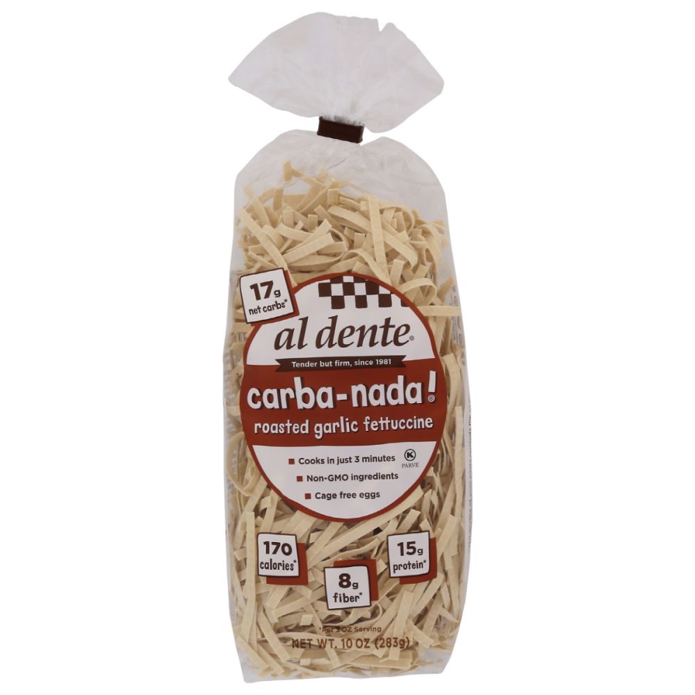 AL DENTE: Carba Nada Roasted Garlic Fettuccine Pasta, 10 oz