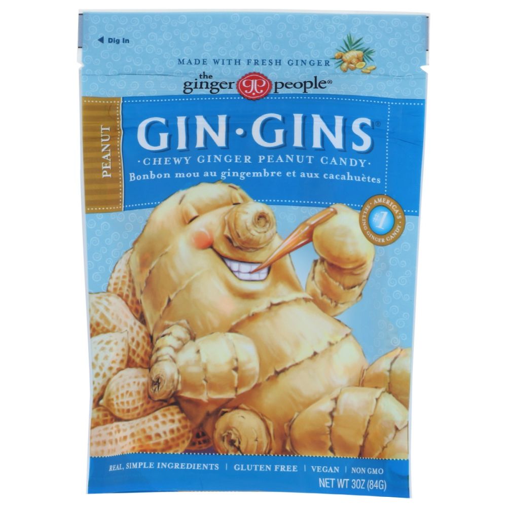 THE GINGER PEOPLE: Gin Gins Peanut Ginger Chews, 3 oz