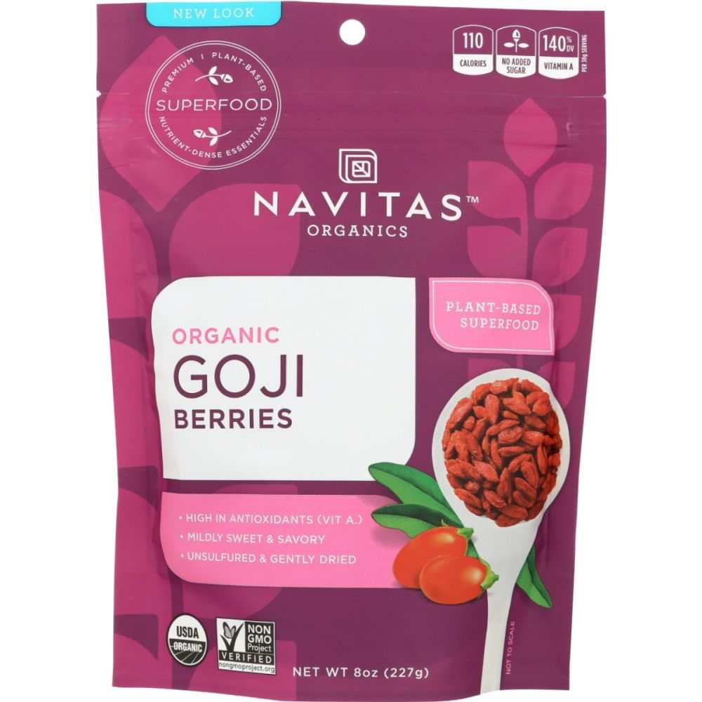 NAVITAS: Organic Goji Berries, 8oz - Boost Vitality| Natural Longevity