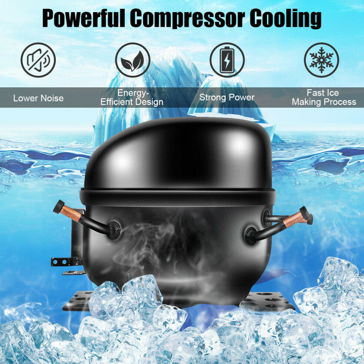 48lbs Stainless Ice Maker with LCD & Self-Cleaning