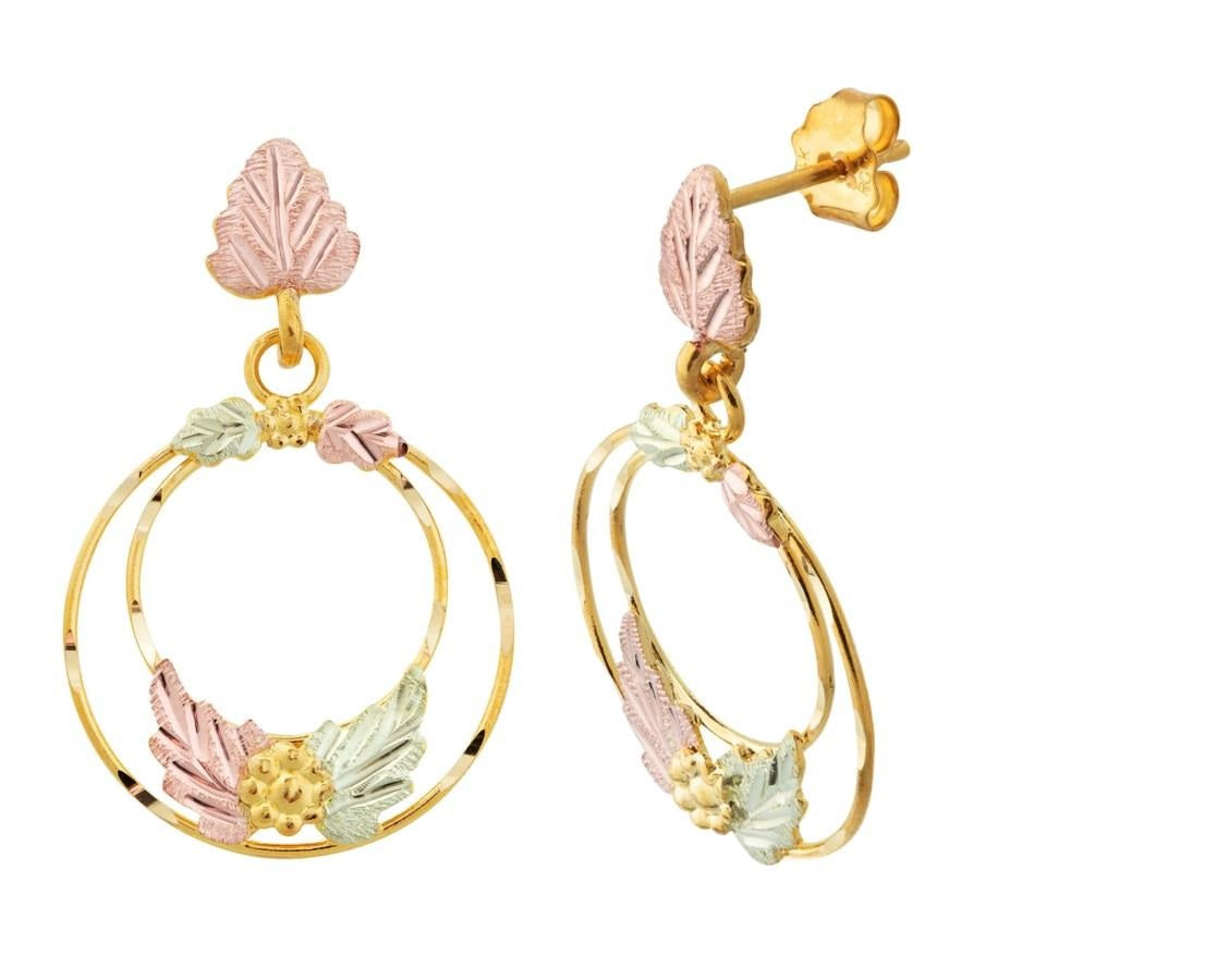 Dangling Dual Rings - Black Hills Gold Earrings