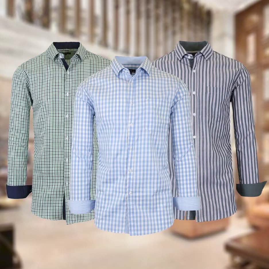 Chemise habillée imprimée cintrée à manches longues Galaxy by Harvic pour homme