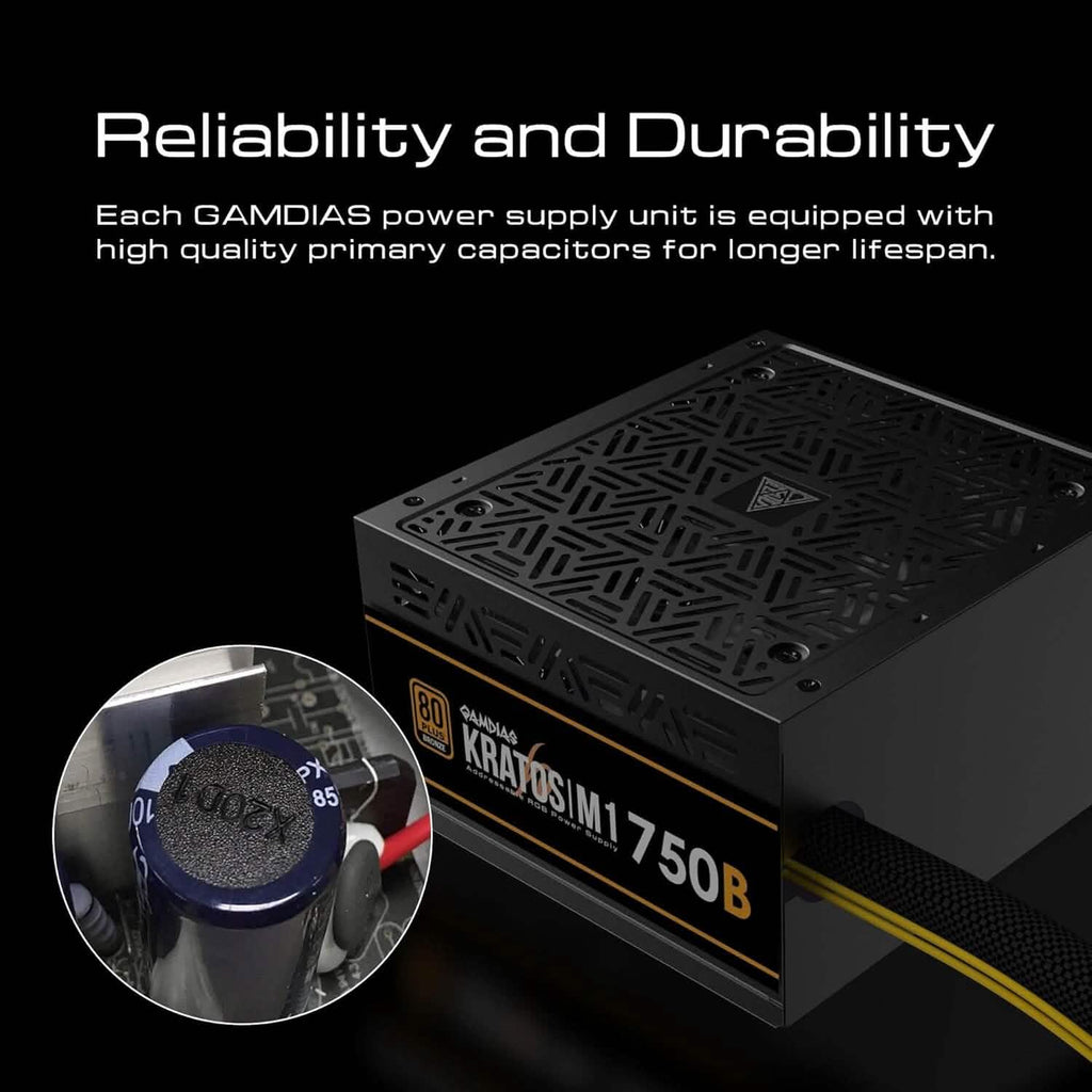 Alimentation PC Gaming RGB GAMDIAS 750W 750 Watt PSU Kratos M1-750B (Reconditionnée)