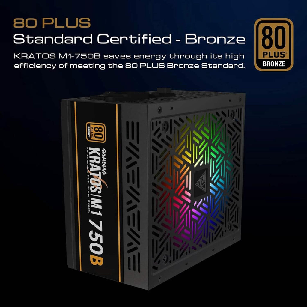 Alimentation PC Gaming RGB GAMDIAS 750W 750 Watt PSU Kratos M1-750B (Reconditionnée)