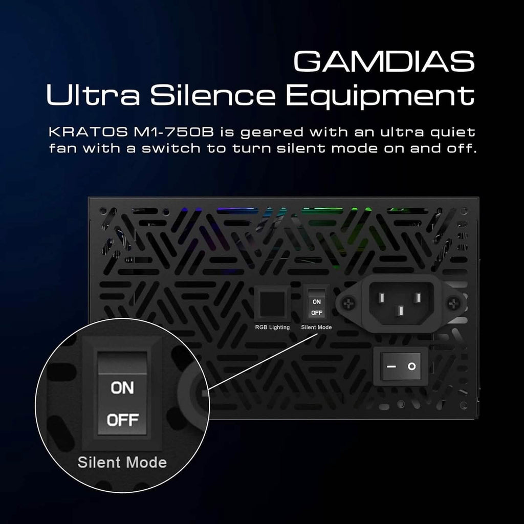 Alimentation PC Gaming RGB GAMDIAS 750W 750 Watt PSU Kratos M1-750B (Reconditionnée)
