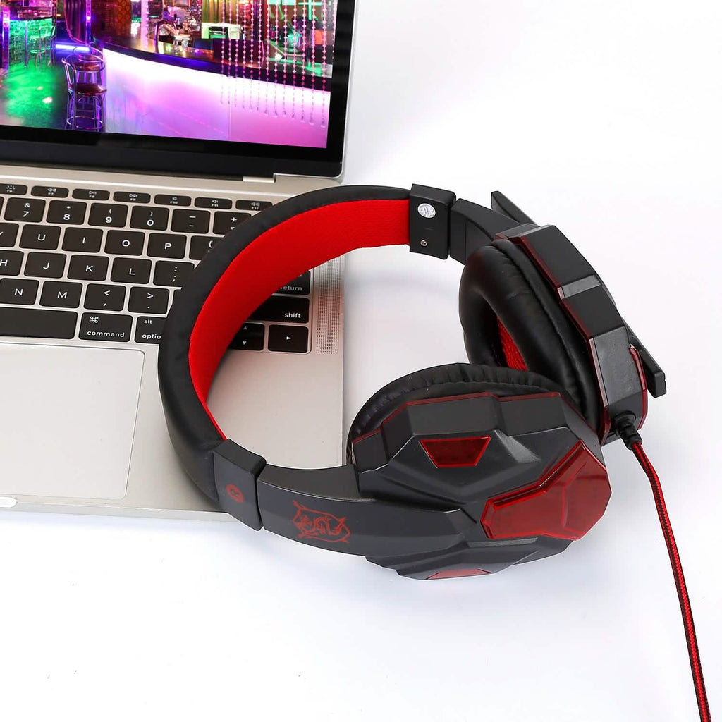 Gaming Headsets Stereo Bass Over Ear Headphones with LED Light Earmuff