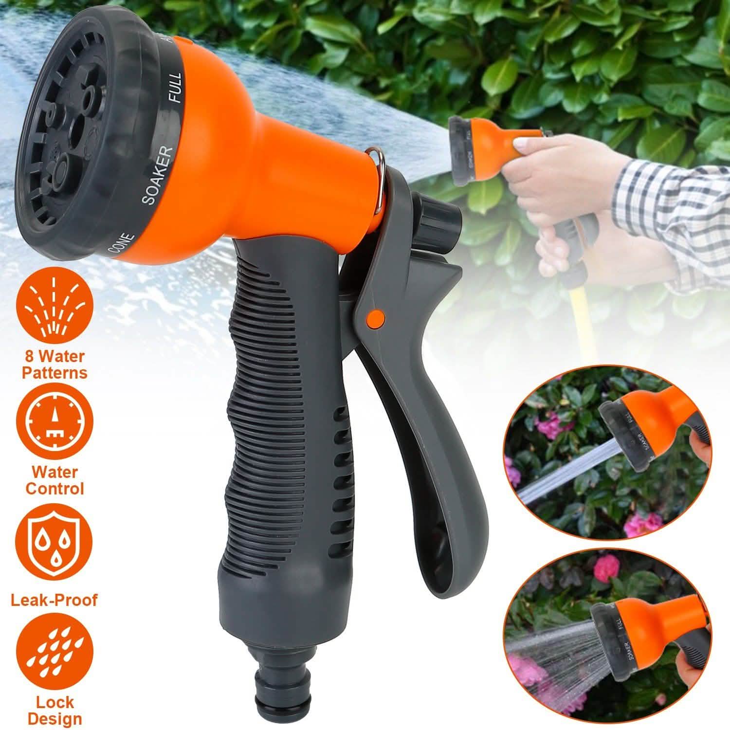 Pistolet d'arrosage pour tuyau d'arrosage, 8 modes réglables