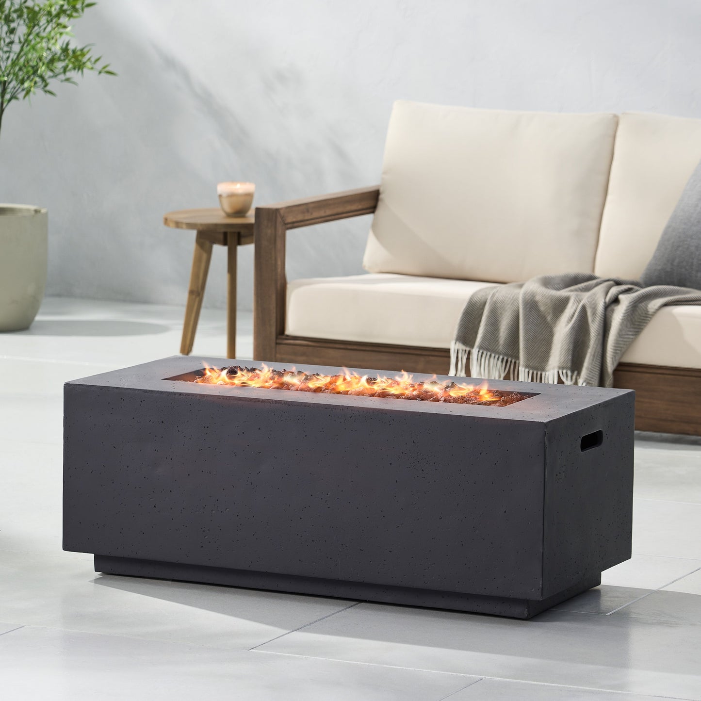 40" Outdoor 40,000 BTU Rectangular MgO Concrete Propane Fire Pit