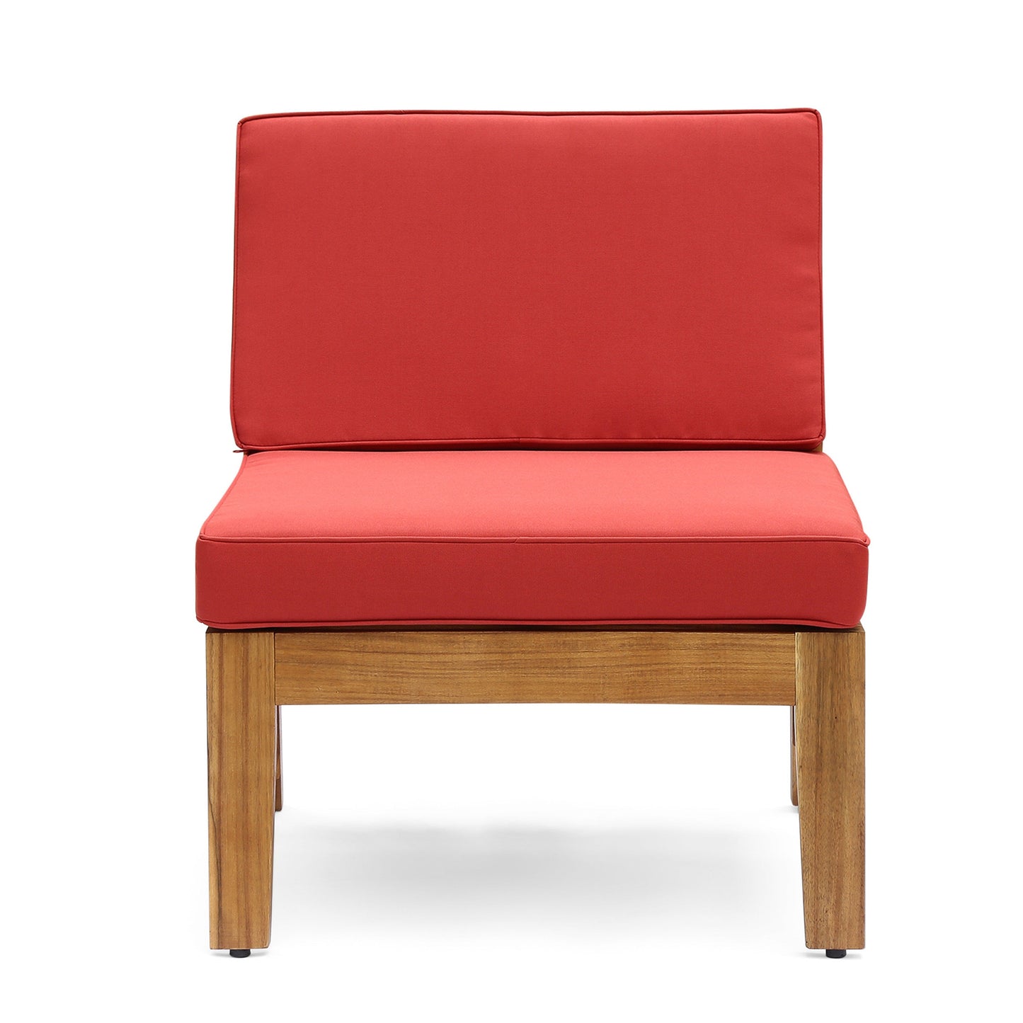 Grenada 8 Seater Acacia Wood Sectional Sofa Set, Teak+Red