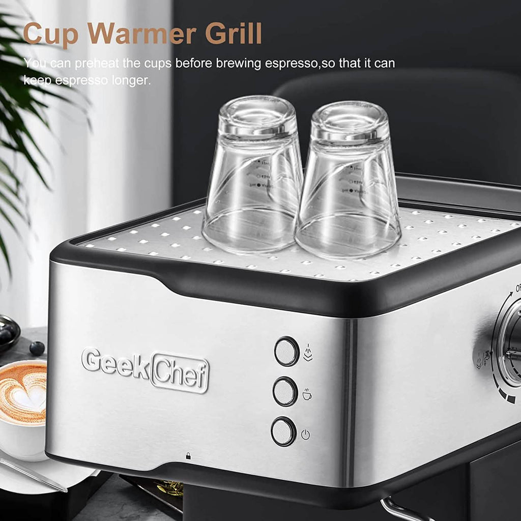 Geek Chef エスプレッソマシン コーヒー ミルクフォーマー スチームワンド付き