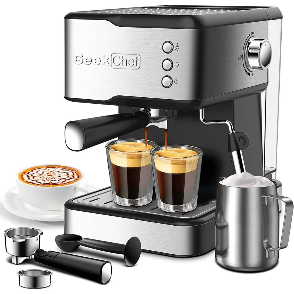 Geek Chef エスプレッソマシン コーヒー ミルクフォーマー スチームワンド付き
