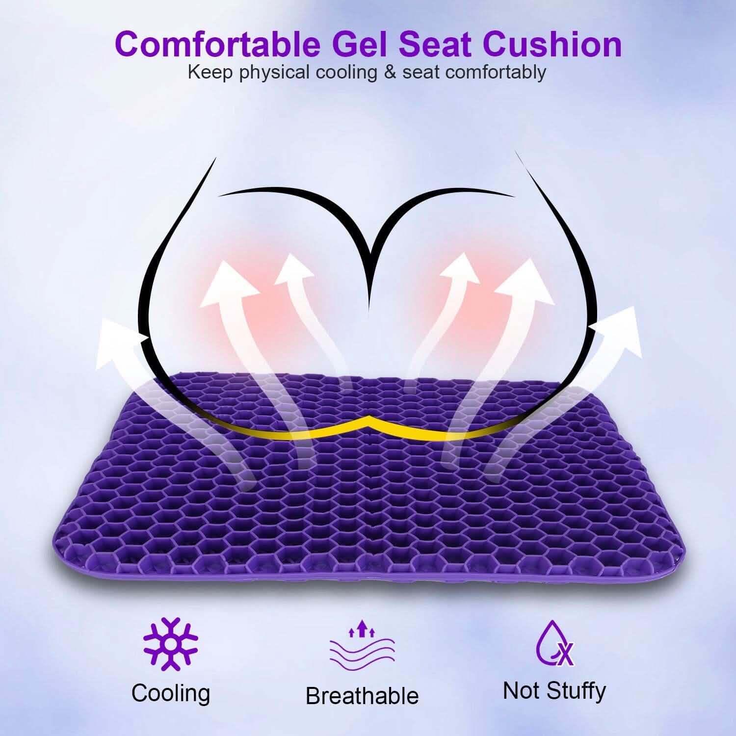 Gel Seat Cushion Non-Slip Breathable Honeycomb Sitting Cushion Pressure Pad