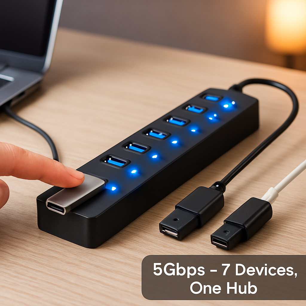 7-Port USB 3.0 Hub with Individual On/Off Switch