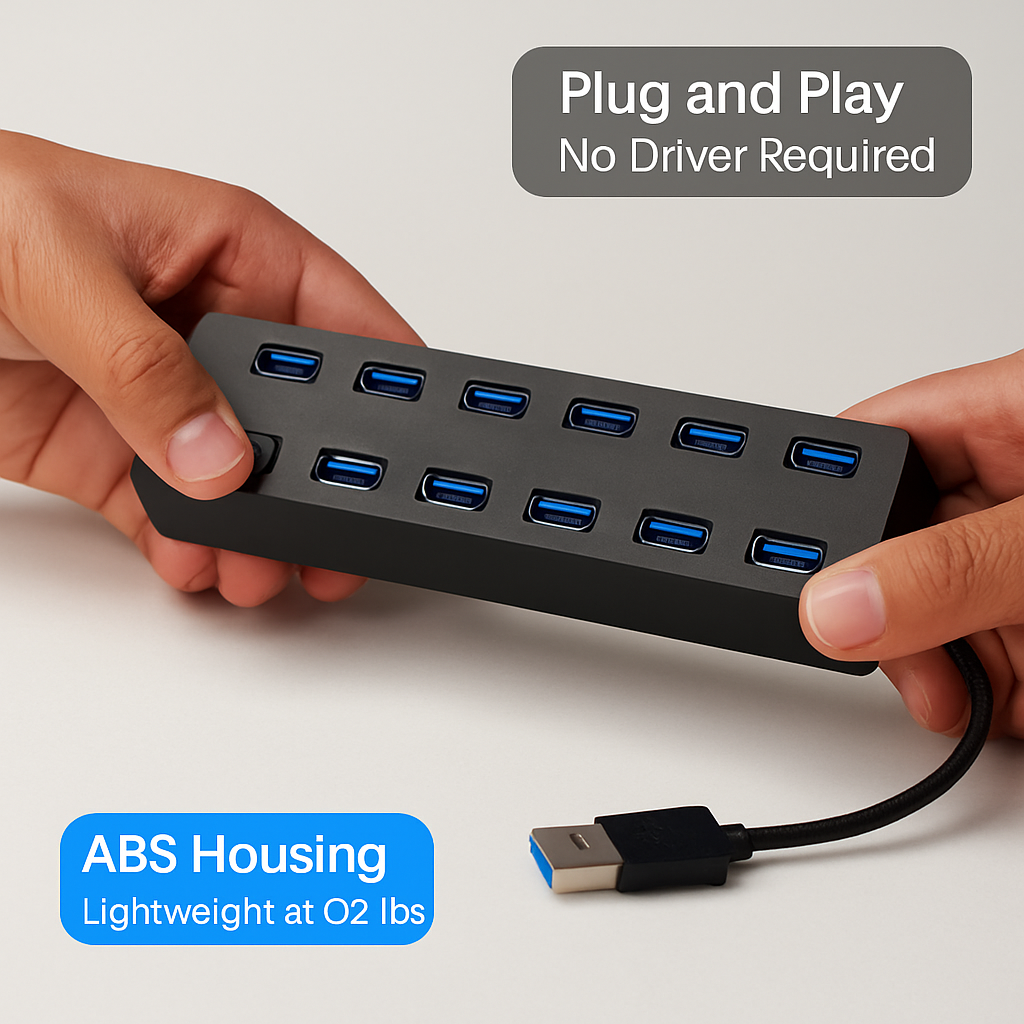 7-Port USB 3.0 Hub with Individual On/Off Switch