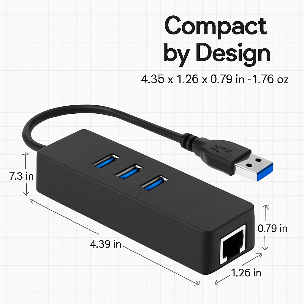 3-Port USB 3.0 Hub for Portable Connectivity