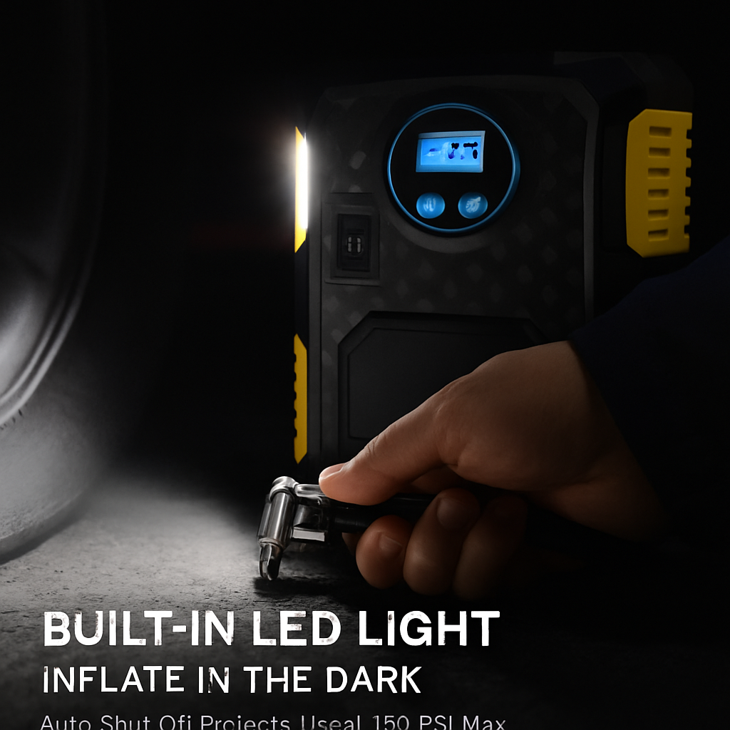 Tire Inflator with LCD Display for Quick Home Inflation