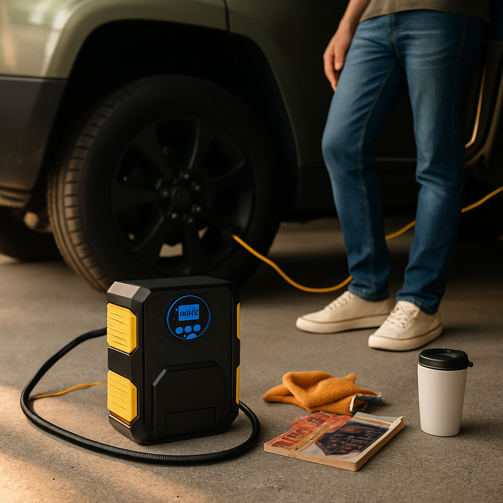 Tire Inflator with LCD Display for Quick Home Inflation