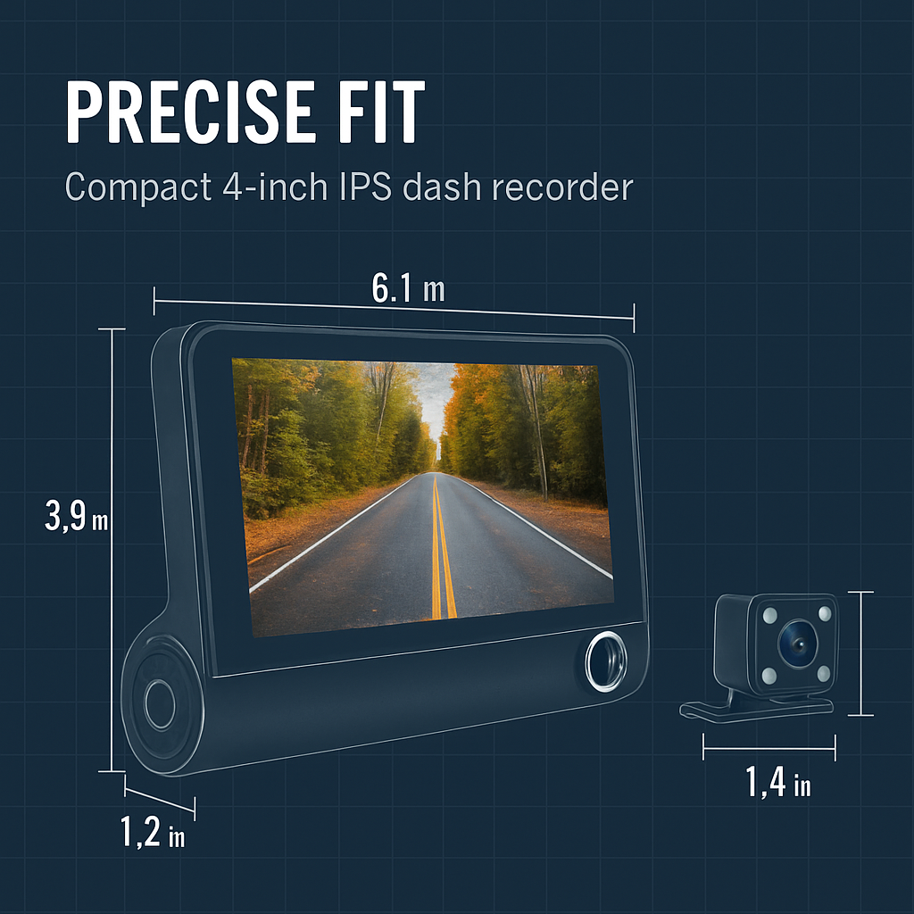 Car Dash Camera 3-Lens Front Inside Rear Recording