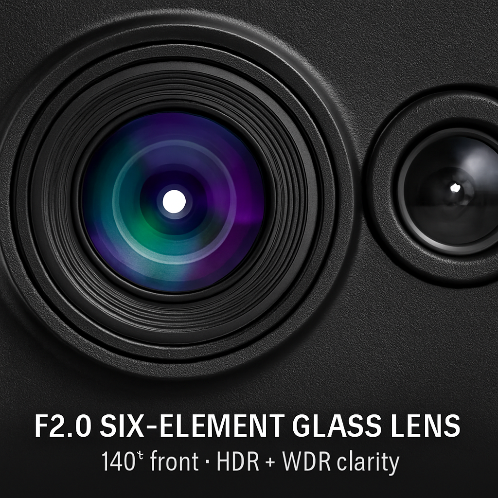 Car Dash Camera 3-Lens Front Inside Rear Recording