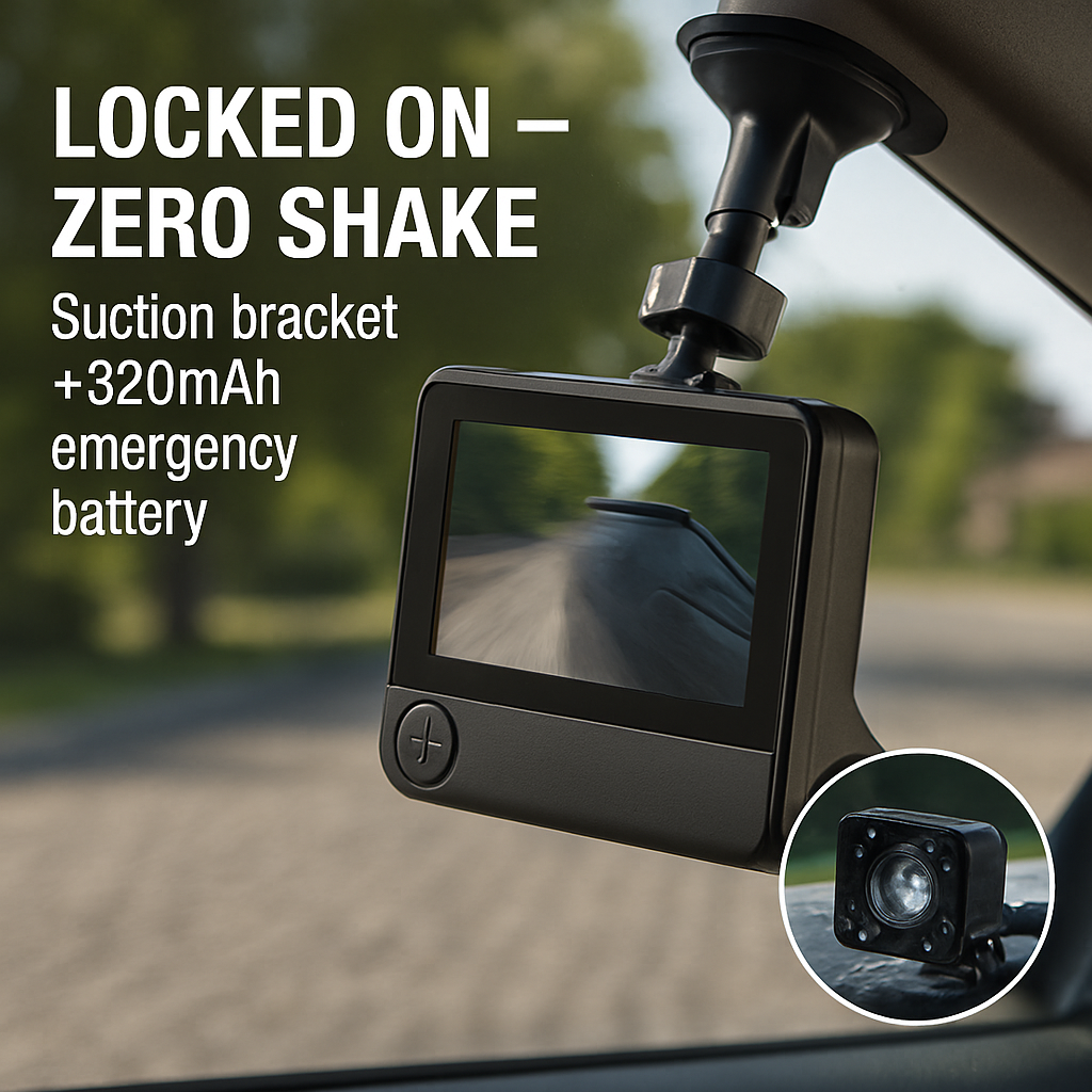 Car Dash Camera 3-Lens Front Inside Rear Recording