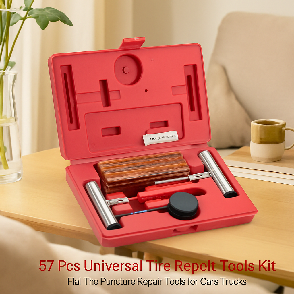 Tire Repair Kit for Tubeless Tires - Universal 57-Pc Set