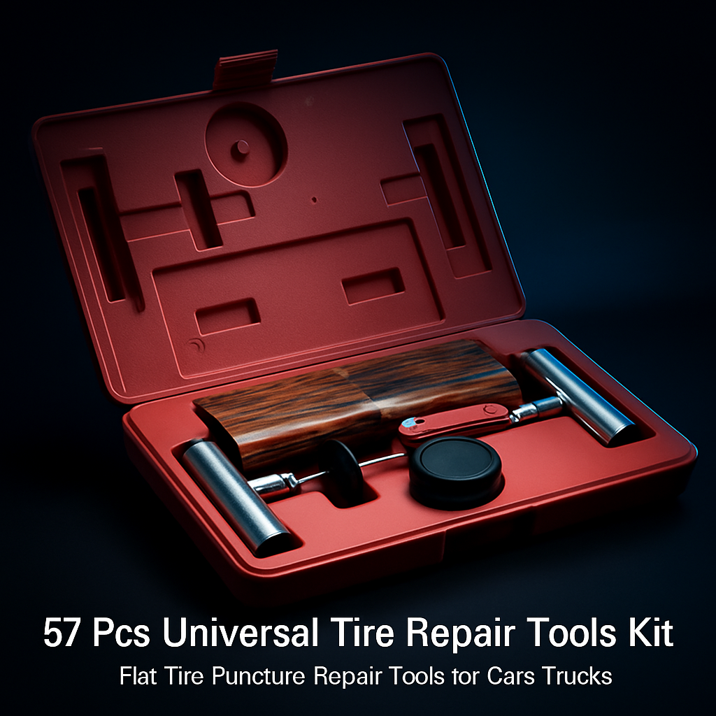 Tire Repair Kit for Tubeless Tires - Universal 57-Pc Set