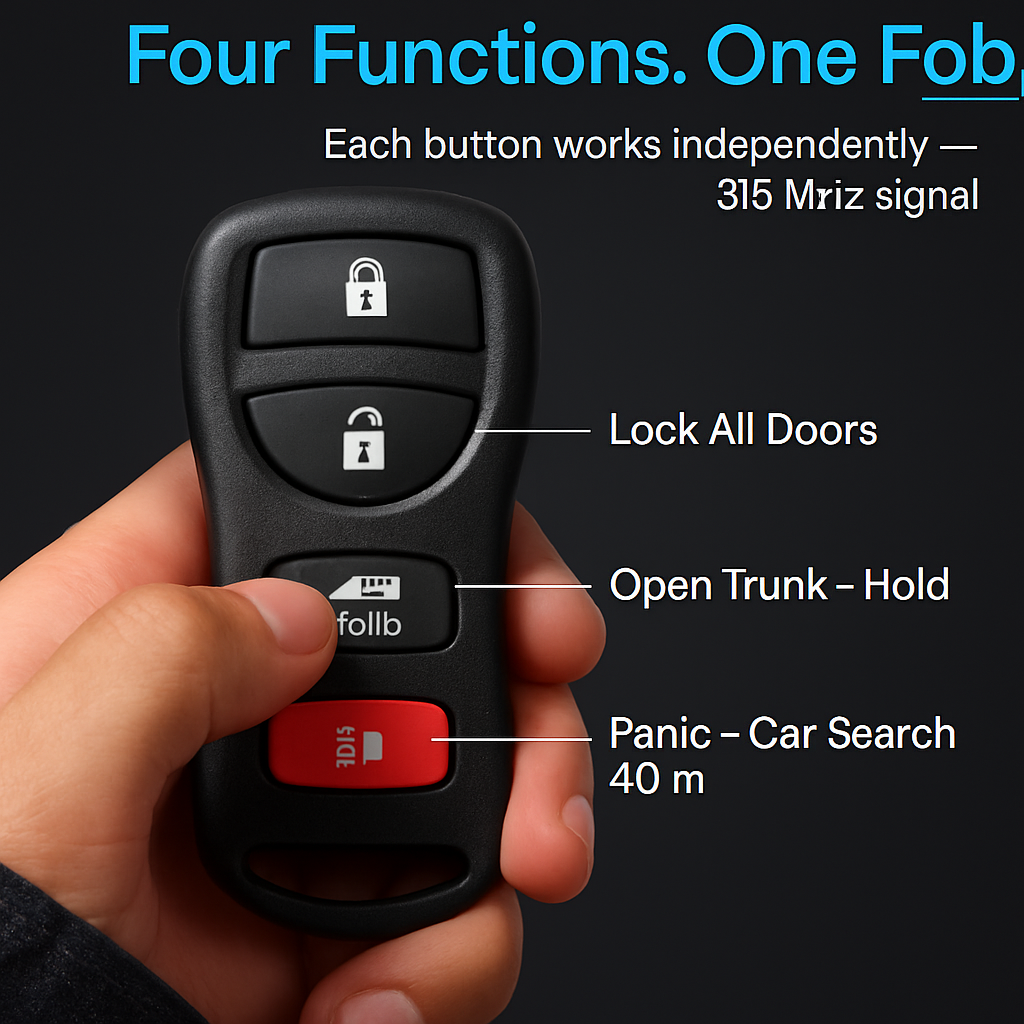 Keyless Car Key Remote Fob Case - Button Pad