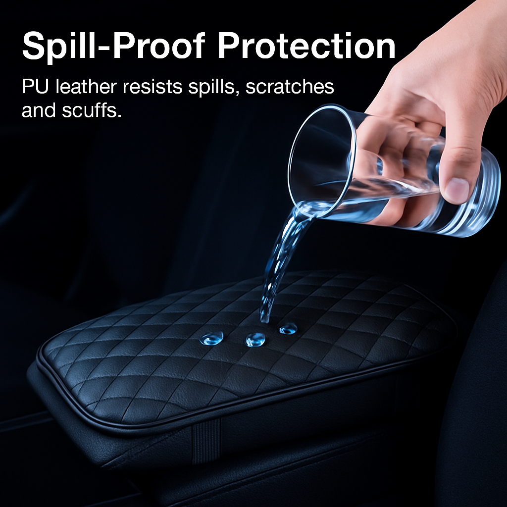 Car Armrest Pad Cover for Center Console PU Leather