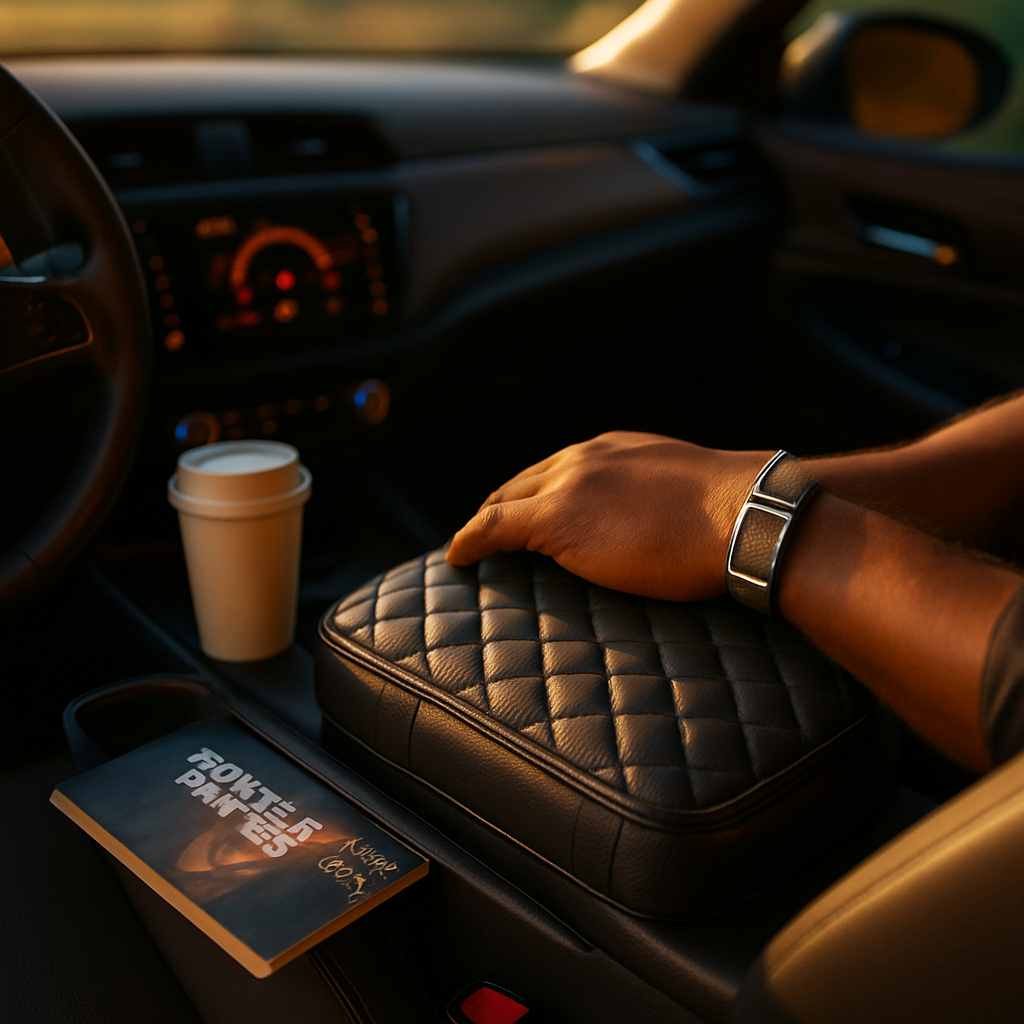 Car Armrest Pad Cover for Center Console PU Leather