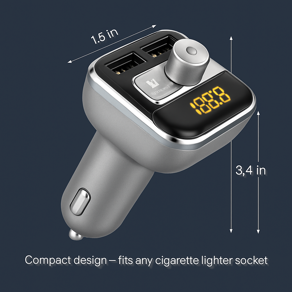 Car Wireless FM Transmitter for In-Car Audio USB Charging