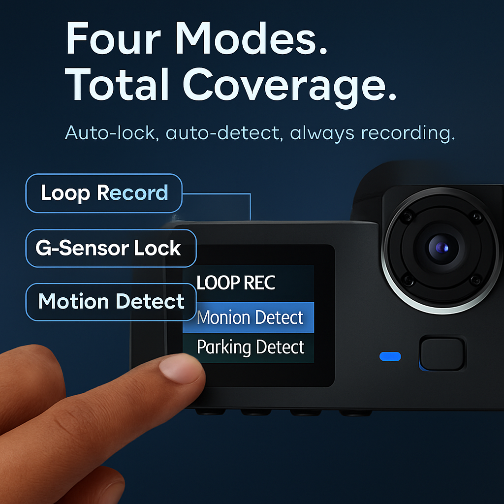 3-Channel Dash Cam Front Inside Rear Recording