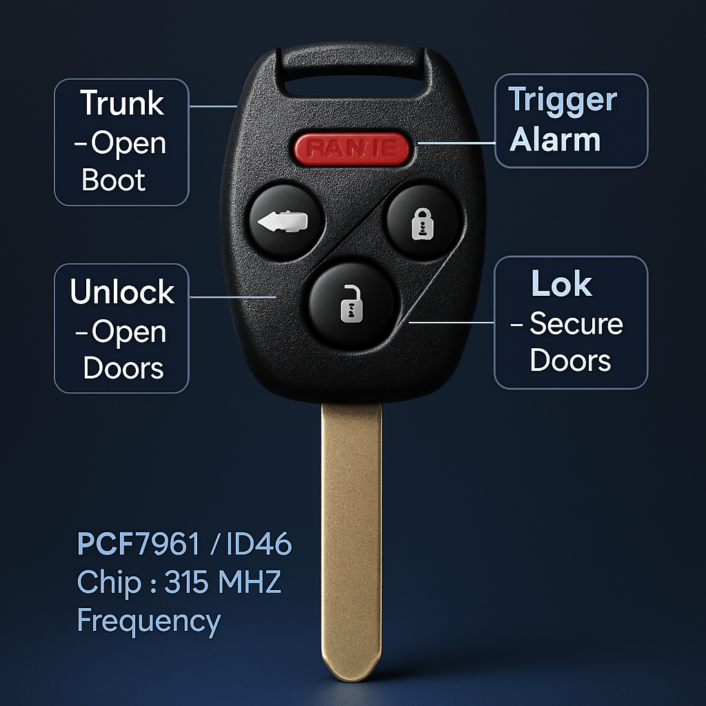 Key Fob Shell for Civic Replacement Shell