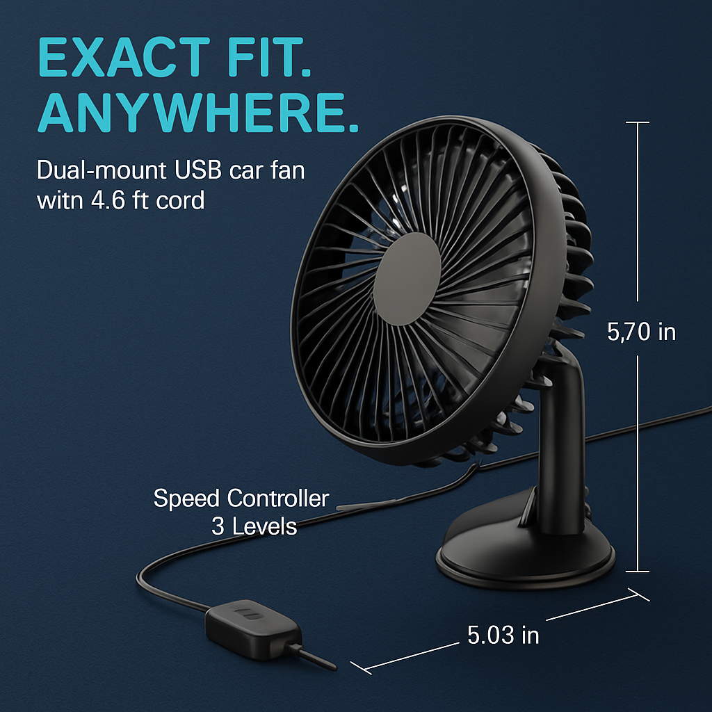 Car Cooling Fan Portable Rotatable Vehicle Fan