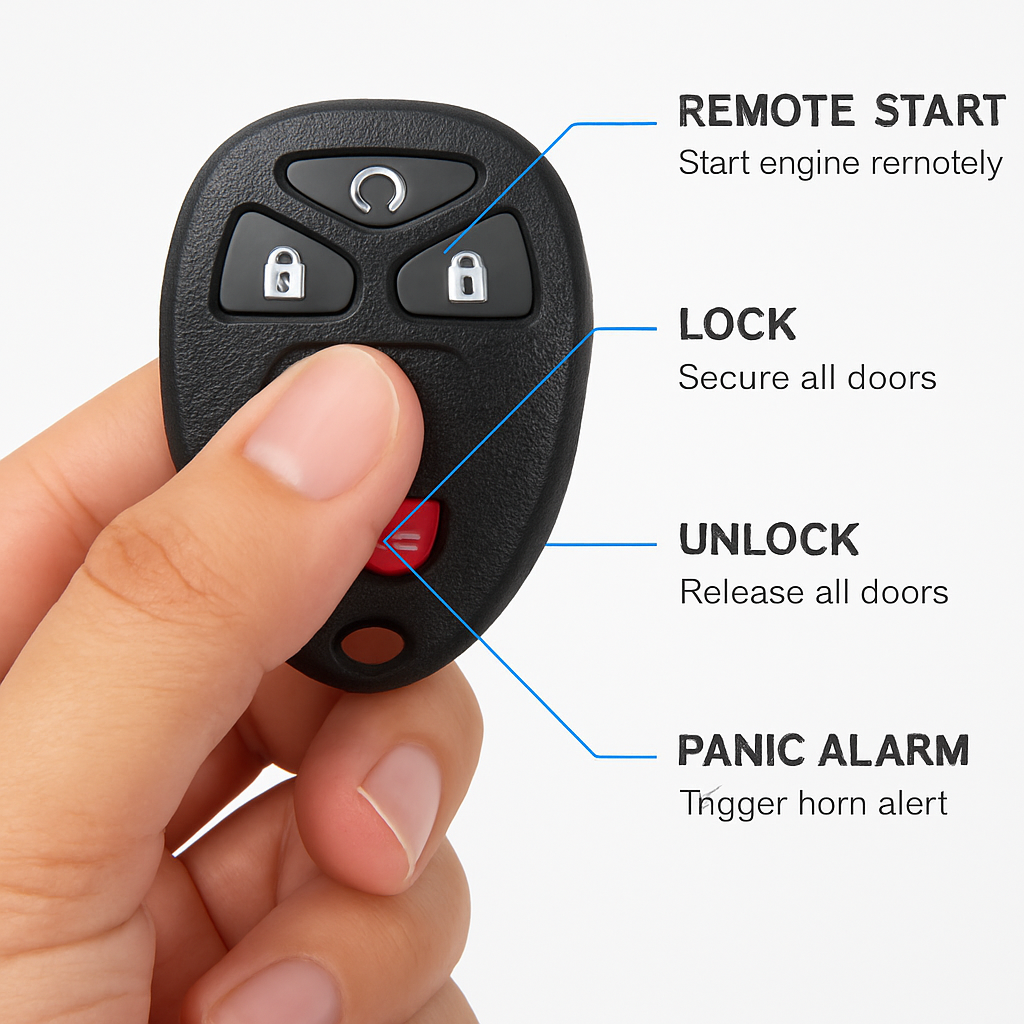 Keyless Car Key Fob Case Replacement Pad for 5-Button Remotes