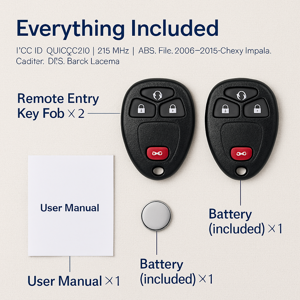 Keyless Car Key Fob Case Replacement Pad for 5-Button Remotes