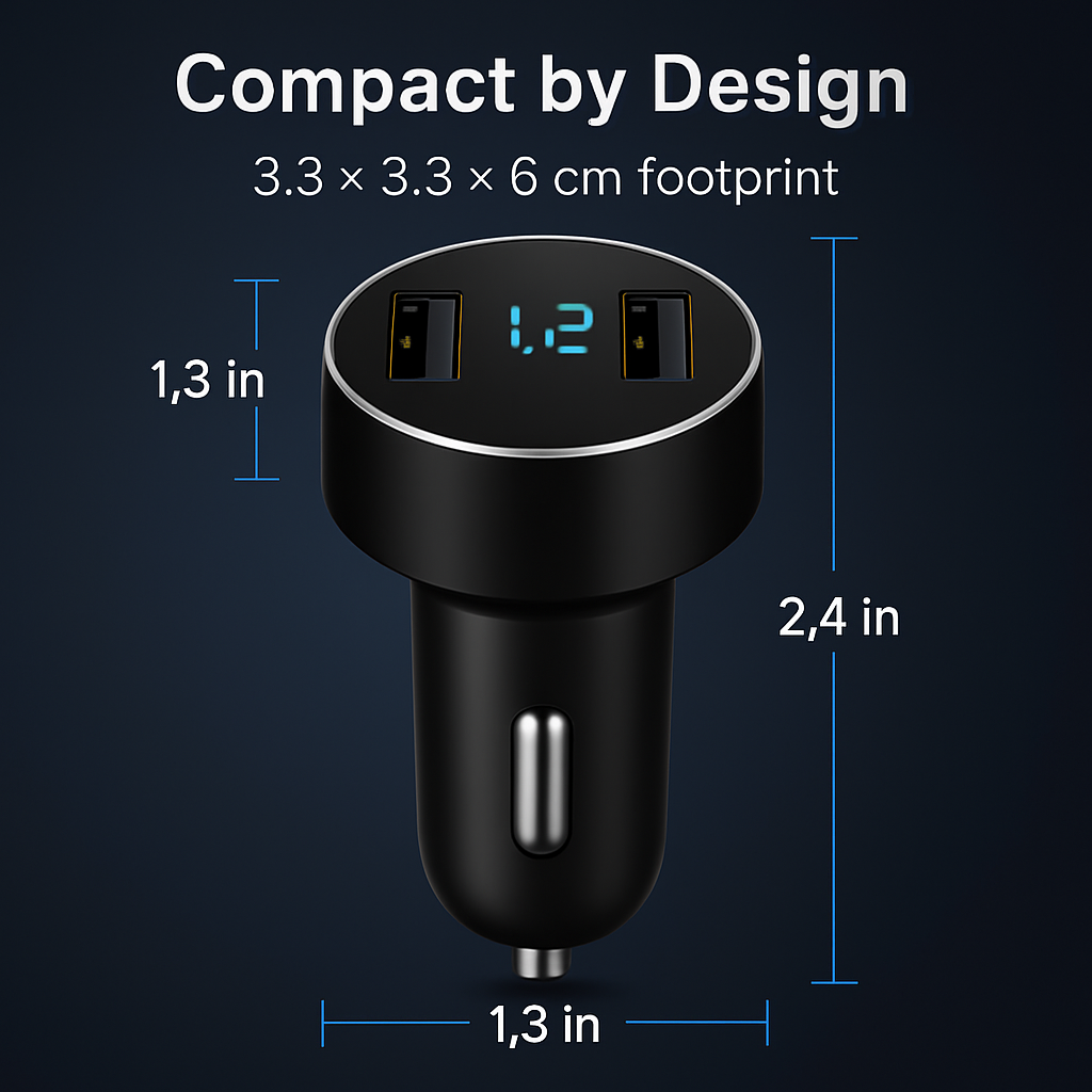 Dual USB Car Charger for Everyday Driving - Compact & Safe