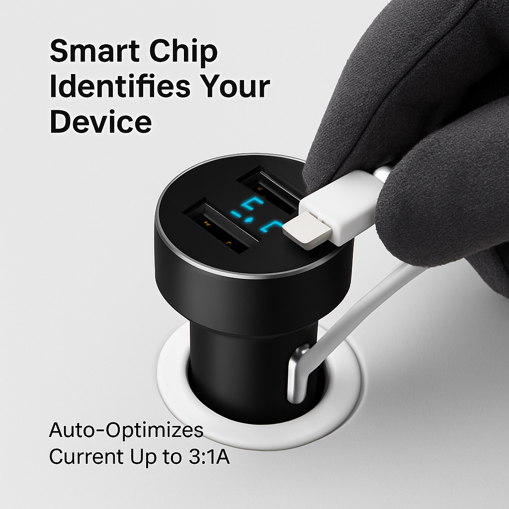 Dual USB Car Charger for Everyday Driving - Compact & Safe