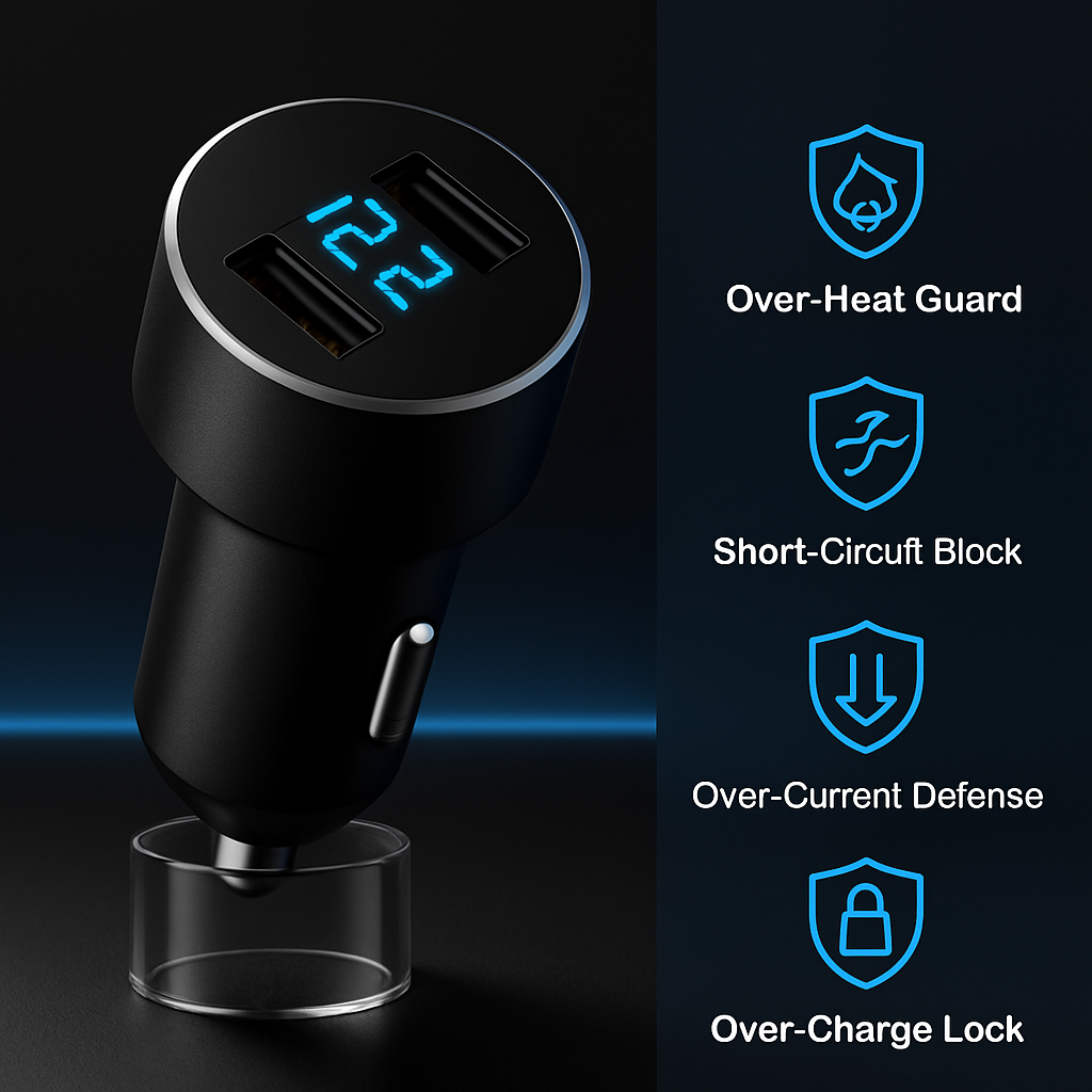 Dual USB Car Charger for Everyday Driving - Compact & Safe